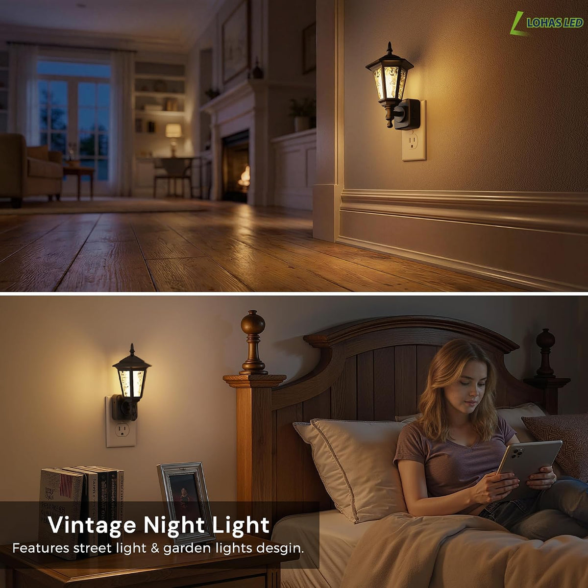 Plug In Wall Sconce Night Light | Dimmable Sensor Light for Hallway & Bedroom