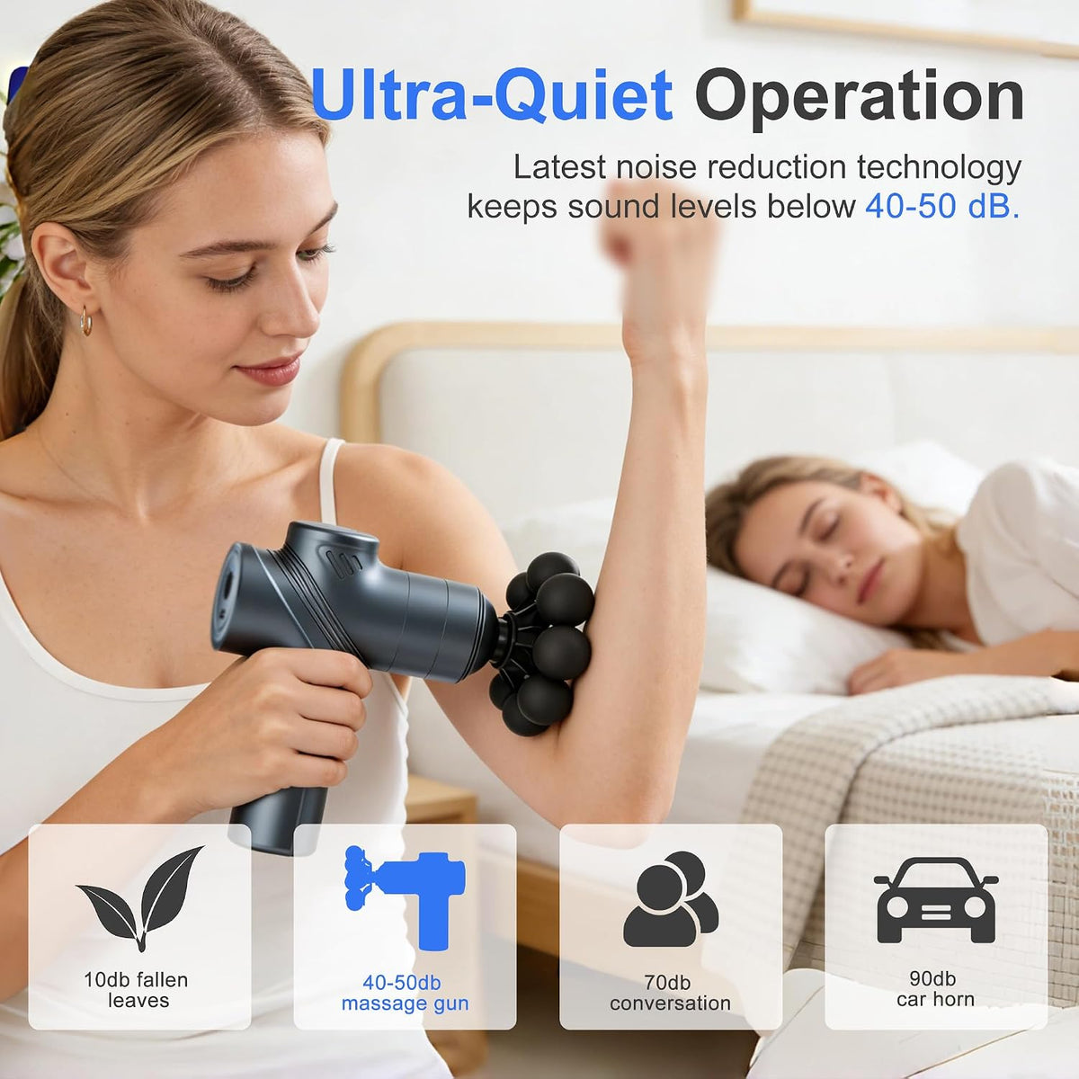 Mini Massage Gun | 6 Speeds, 9 Attachments, Wide-Area Massage Head