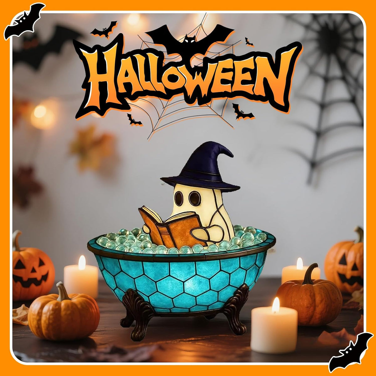 Halloween Ghost Bubble Bath Lamp | Reading Ghost Figurine Night Light