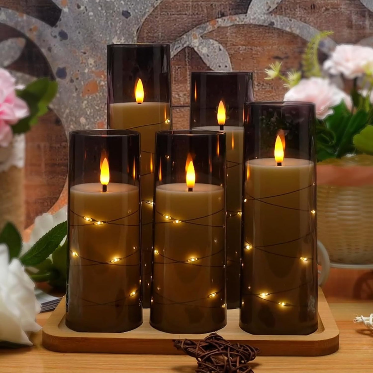 Flameless LED Candles Set of 5 | Flickering Battery Candles with Timer