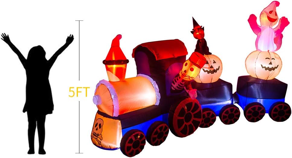 9FT Halloween Inflatable Train | Outdoor Yard Decoration with Ghosts & Pumpkin
