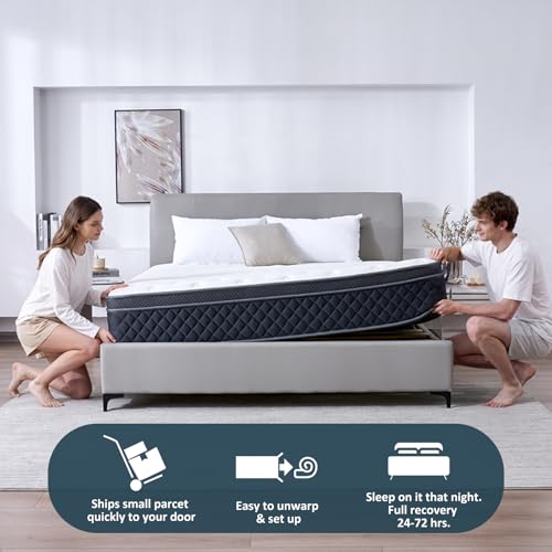 Moxatp 12 Inch Full Hybrid Mattress – Medium Firm Memory Foam & Pocket Springs