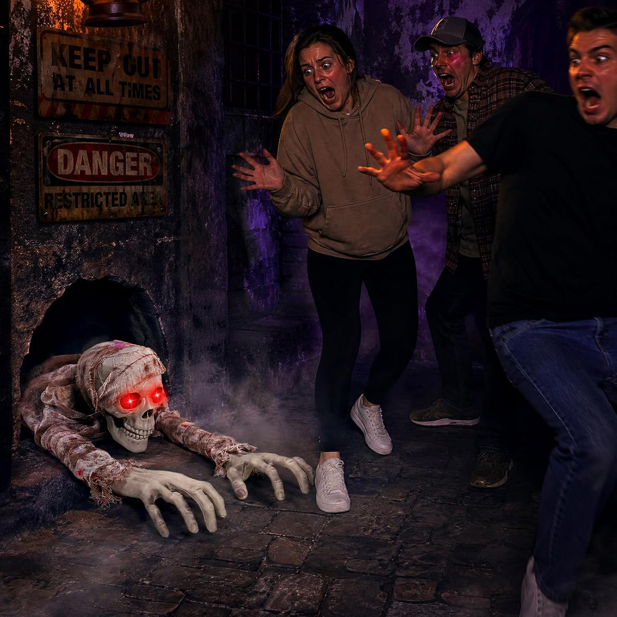Crawling Zombie Animatronic | Sound-Activated Halloween Prop