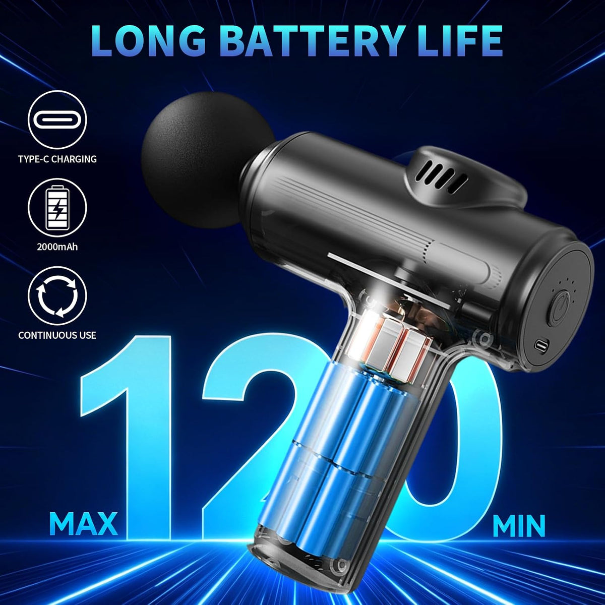 USB-C charging port on massage gun