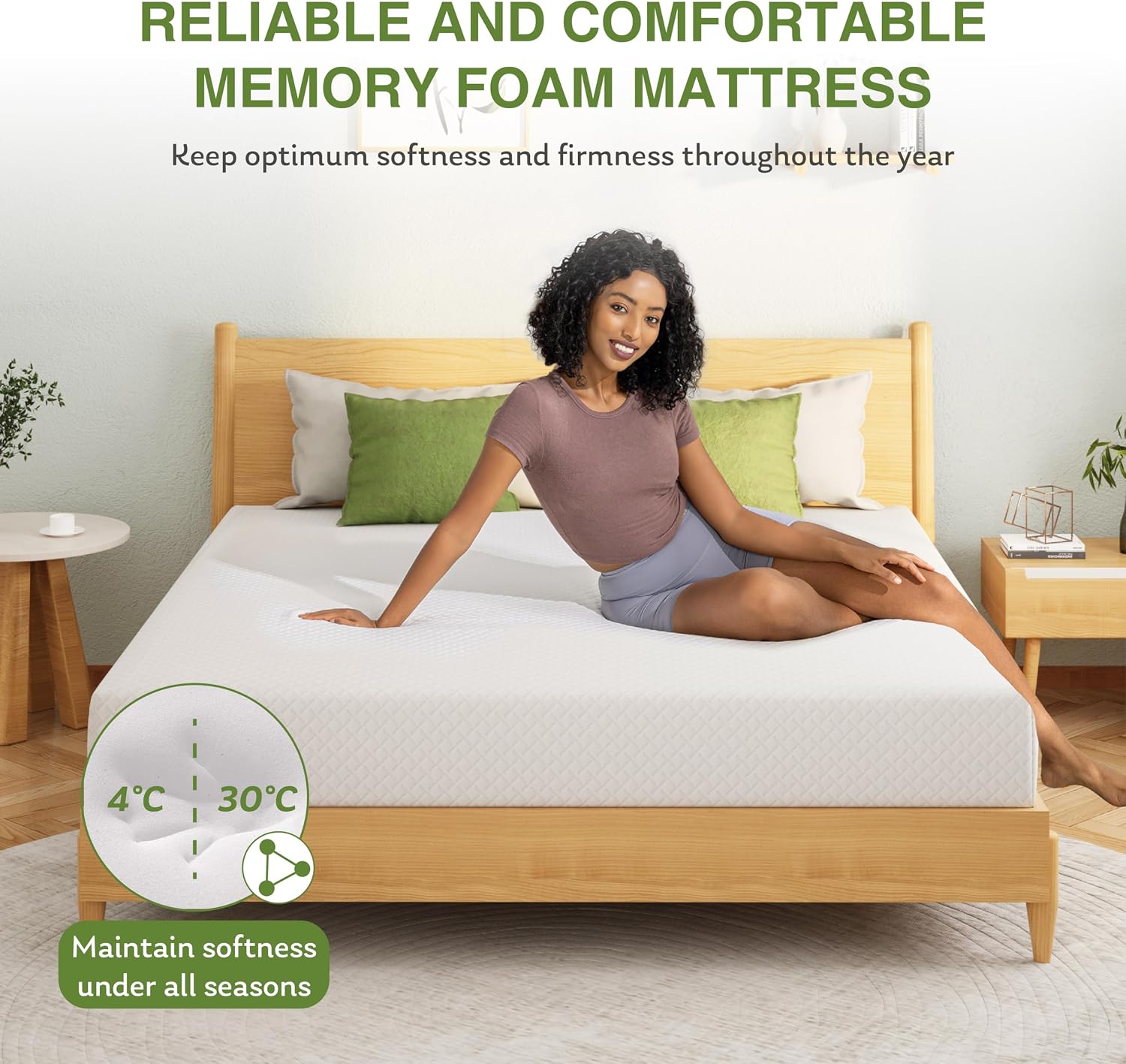 EGOHOME Full Size Green Tea Memory Foam Mattress – Cooling & Pressure Relieving