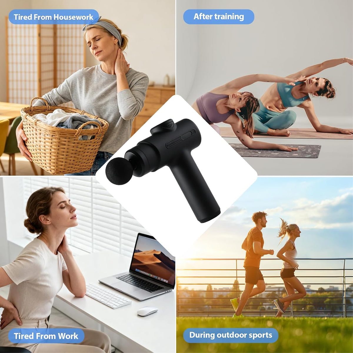 Massage Gun Deep Tissue | 6 Speeds, 8 Heads, Quiet Brushless Percussion Massager