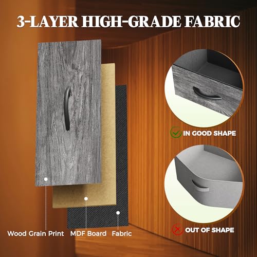 10 Drawer Fabric Dresser with Wood Top – Doubles as a 63" TV Stand