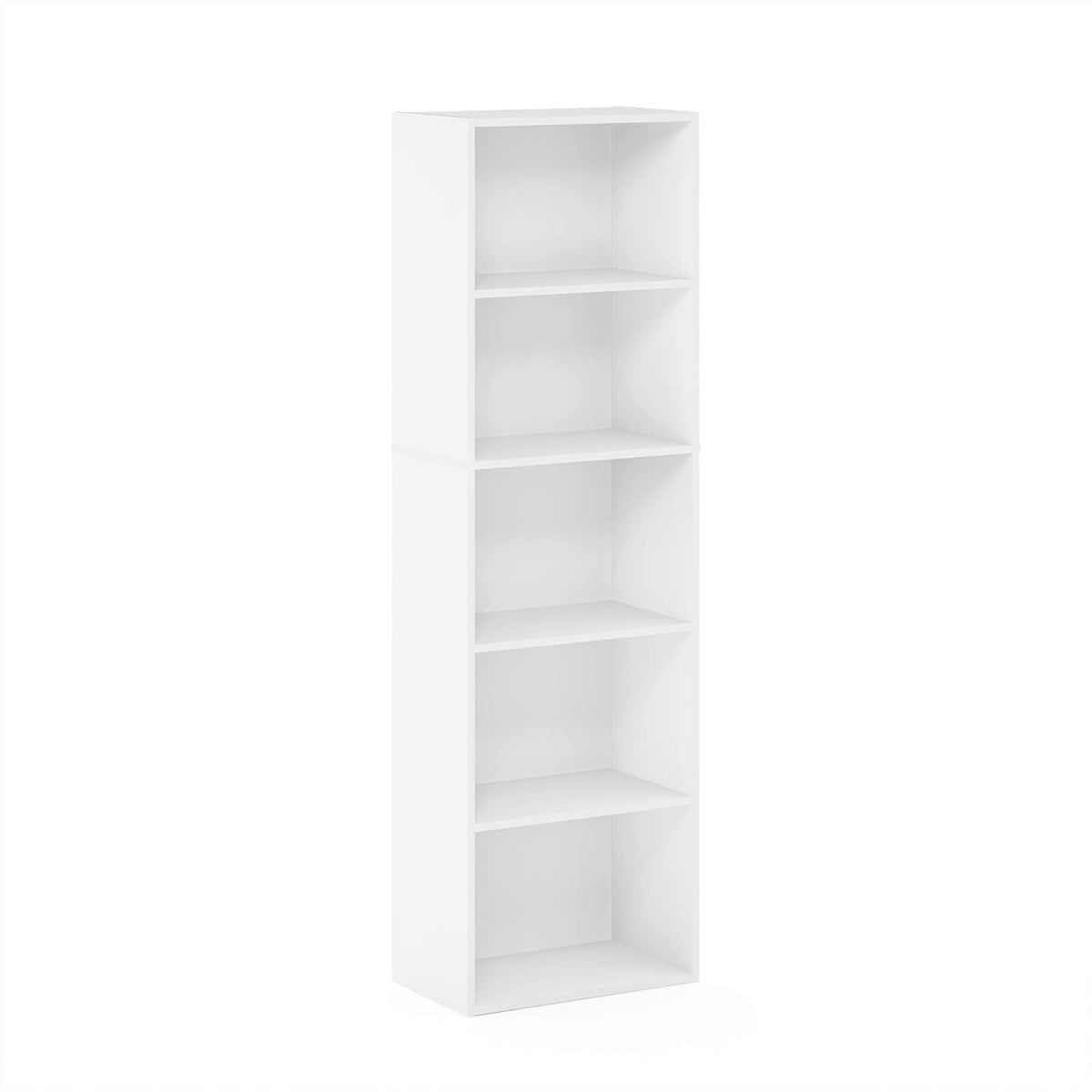 52" Tall 5 Tier Narrow Bookshelf – Closed Back Bookcase