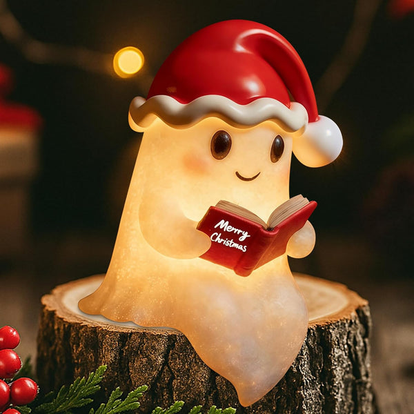 Christmas ghost reading book resin lamp figurine