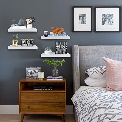 Set of 4 Floating Wall Shelves – 15.7" with Hidden Brackets