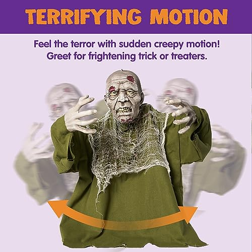 Animated Zombie Groundbreaker – Light-Up Eyes, Sound-Activated Halloween Yard Decoration
