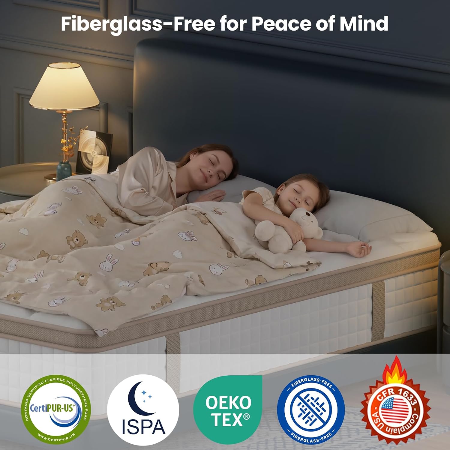 12 Inch Queen Hybrid Mattress – Zoned Support, Cooling Gel Foam, Fiberglass-Free