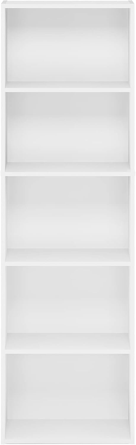 52" Tall 5 Tier Narrow Bookshelf – Closed Back Bookcase
