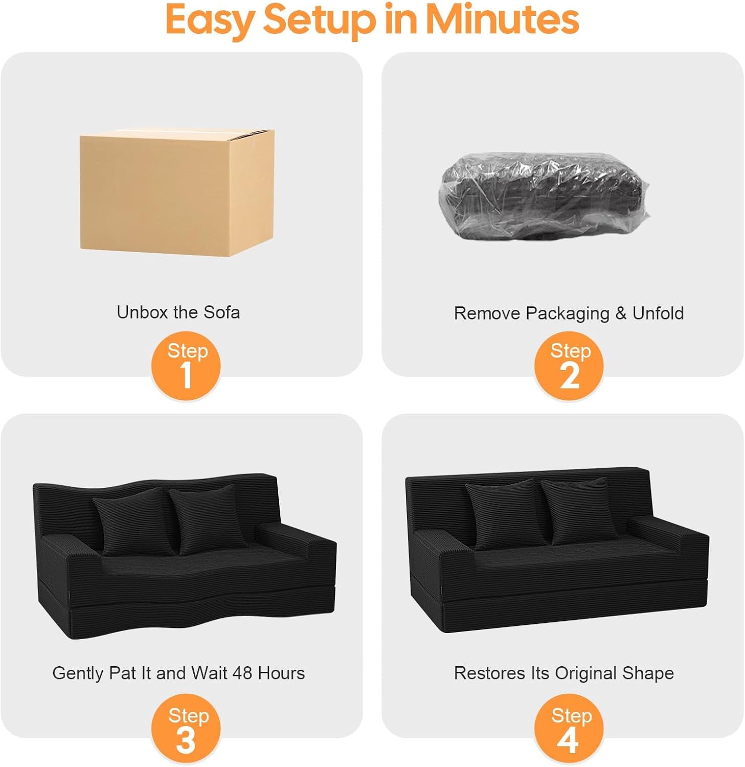 59" Convertible Corduroy Loveseat Sofa Bed – Folds Flat, No Assembly