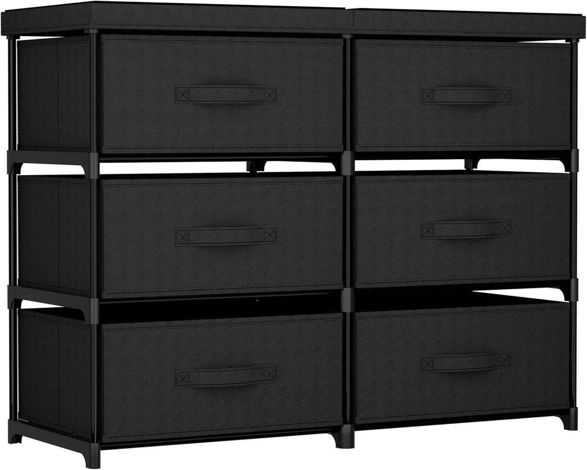 Fabric Drawer Dresser with Wood Top – Iron Frame Storage Organizer