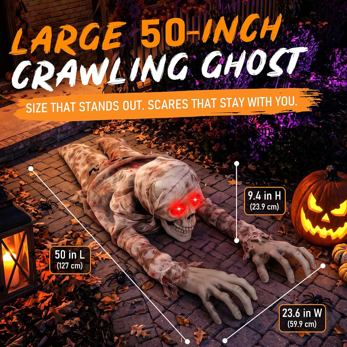 Crawling Zombie Animatronic | Sound-Activated Halloween Prop