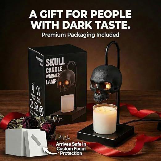Black gothic skull candle warmer lamp