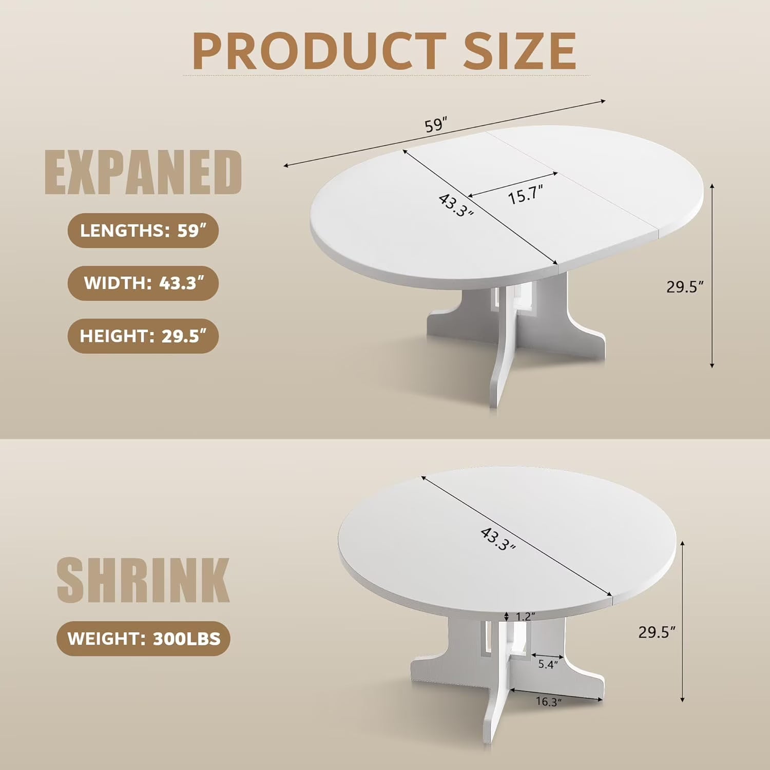Extendable Black Dining Table – Seats 4 to 8, 43" Extends to 59"