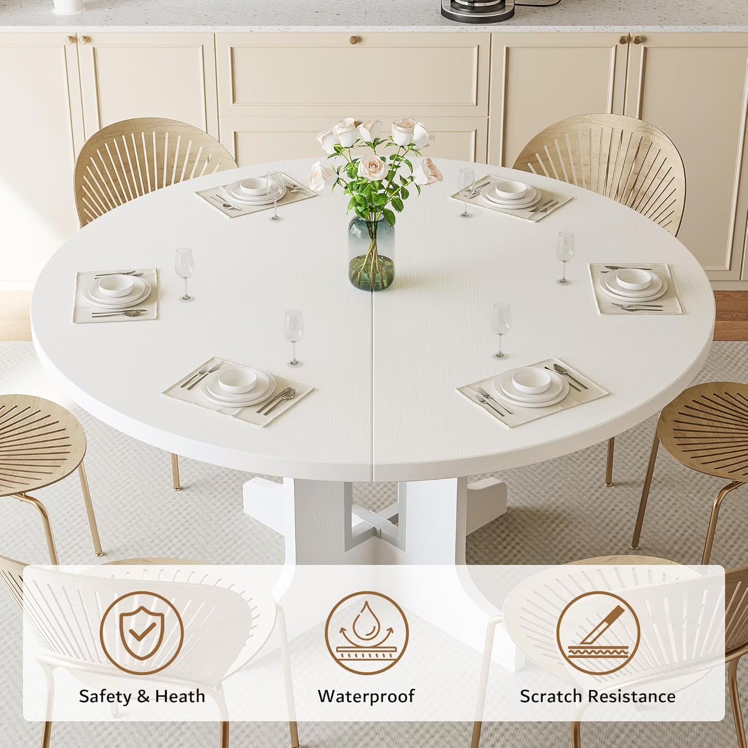 Extendable Black Dining Table – Seats 4 to 8, 43" Extends to 59"