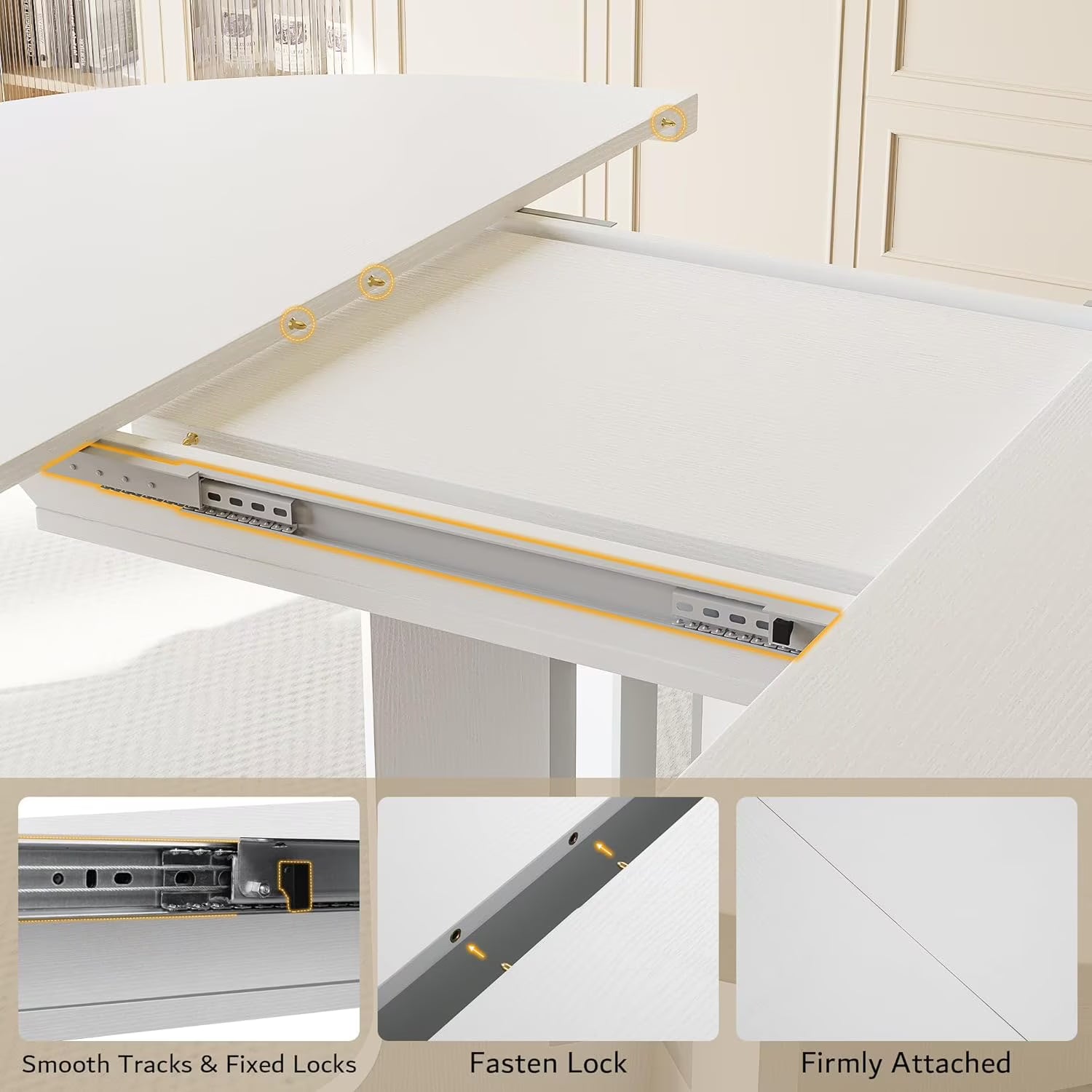 Extendable Black Dining Table – Seats 4 to 8, 43" Extends to 59"