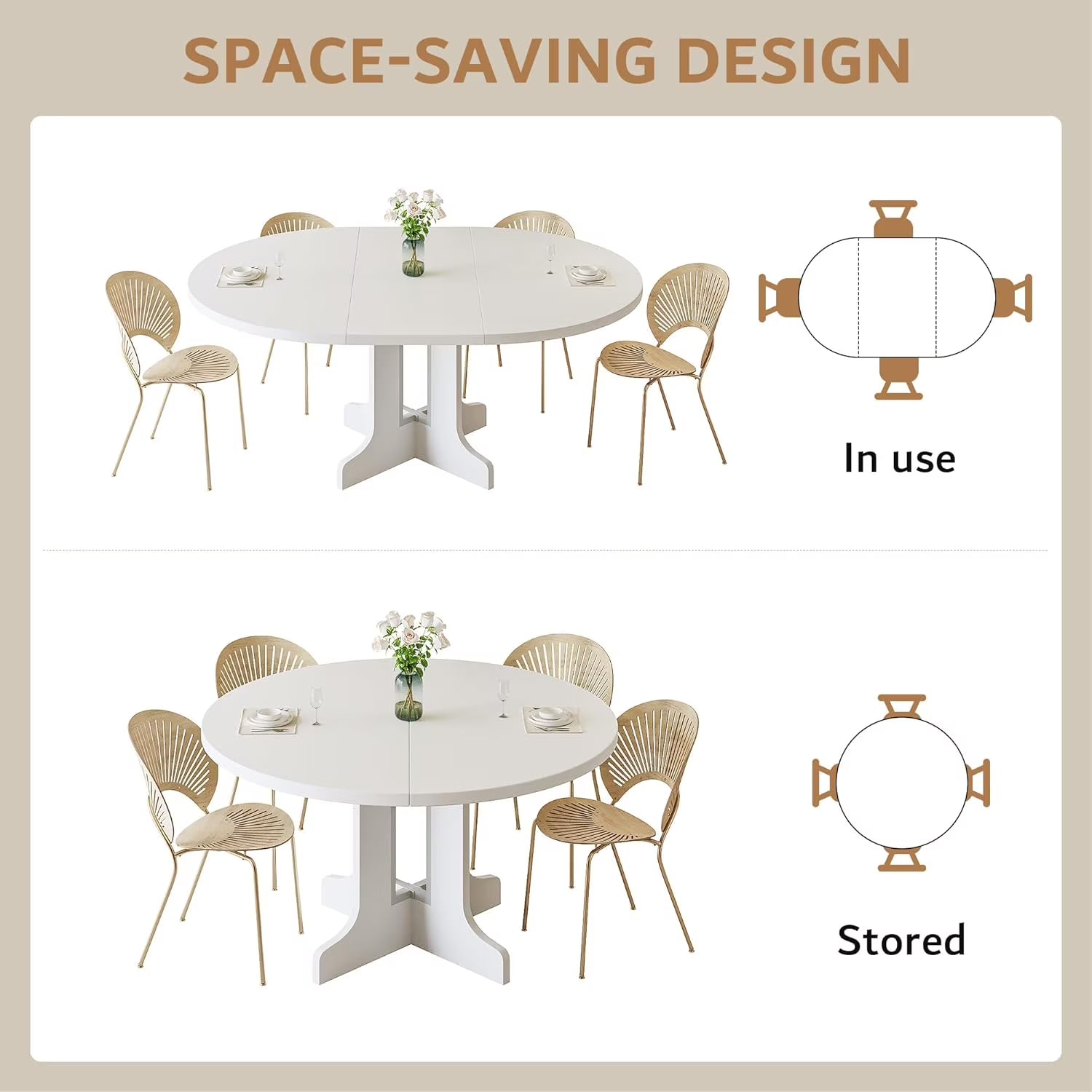 Extendable Black Dining Table – Seats 4 to 8, 43" Extends to 59"