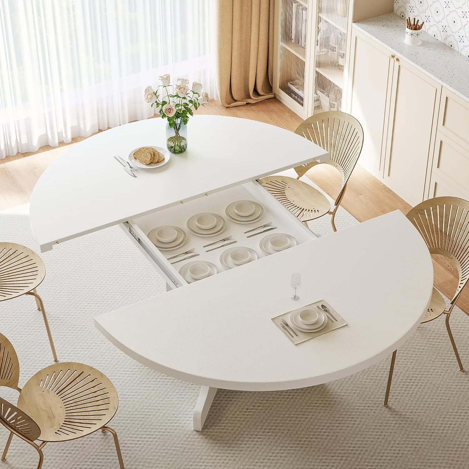 Extendable Black Dining Table – Seats 4 to 8, 43" Extends to 59"