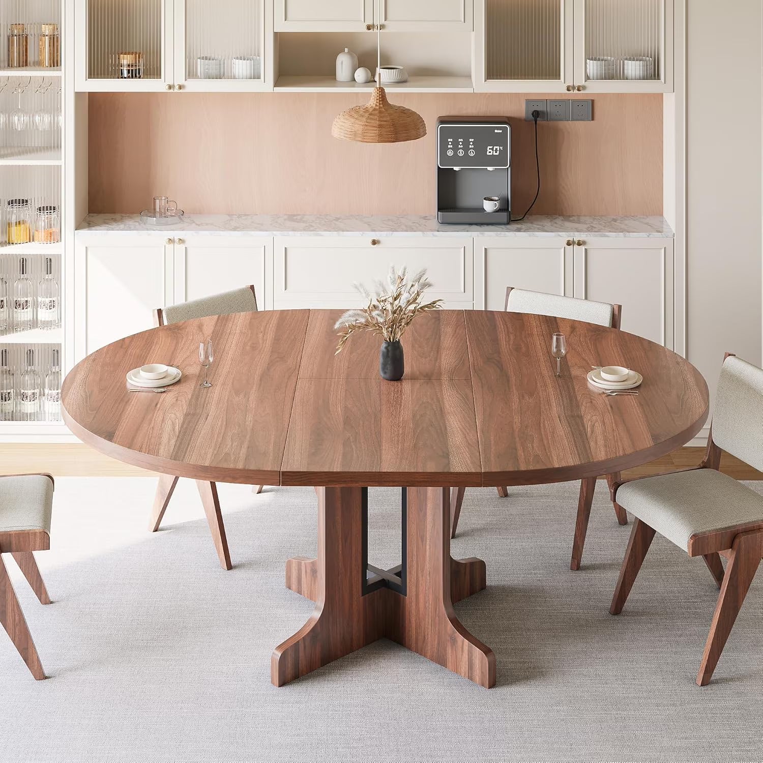 Extendable Black Dining Table – Seats 4 to 8, 43" Extends to 59"