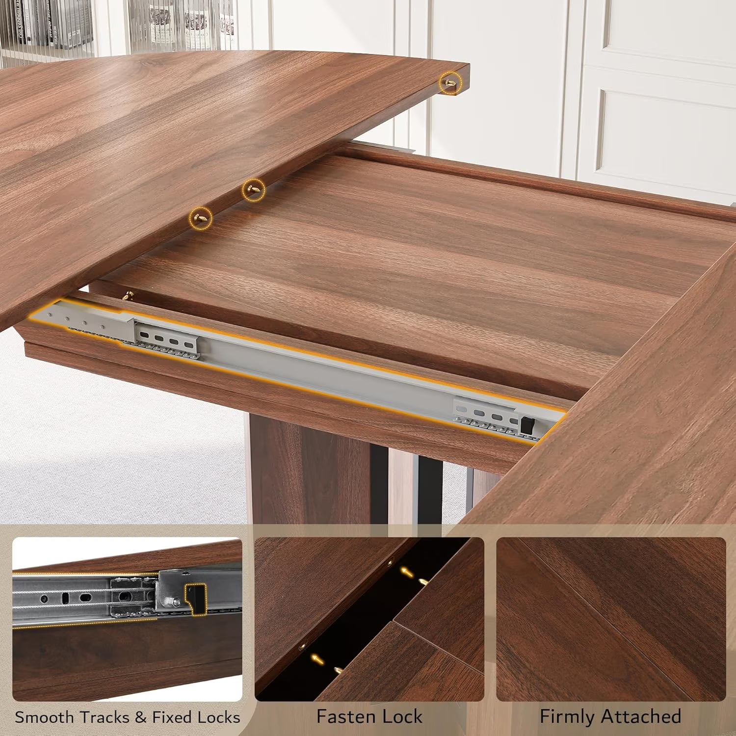 Extendable Black Dining Table – Seats 4 to 8, 43" Extends to 59"