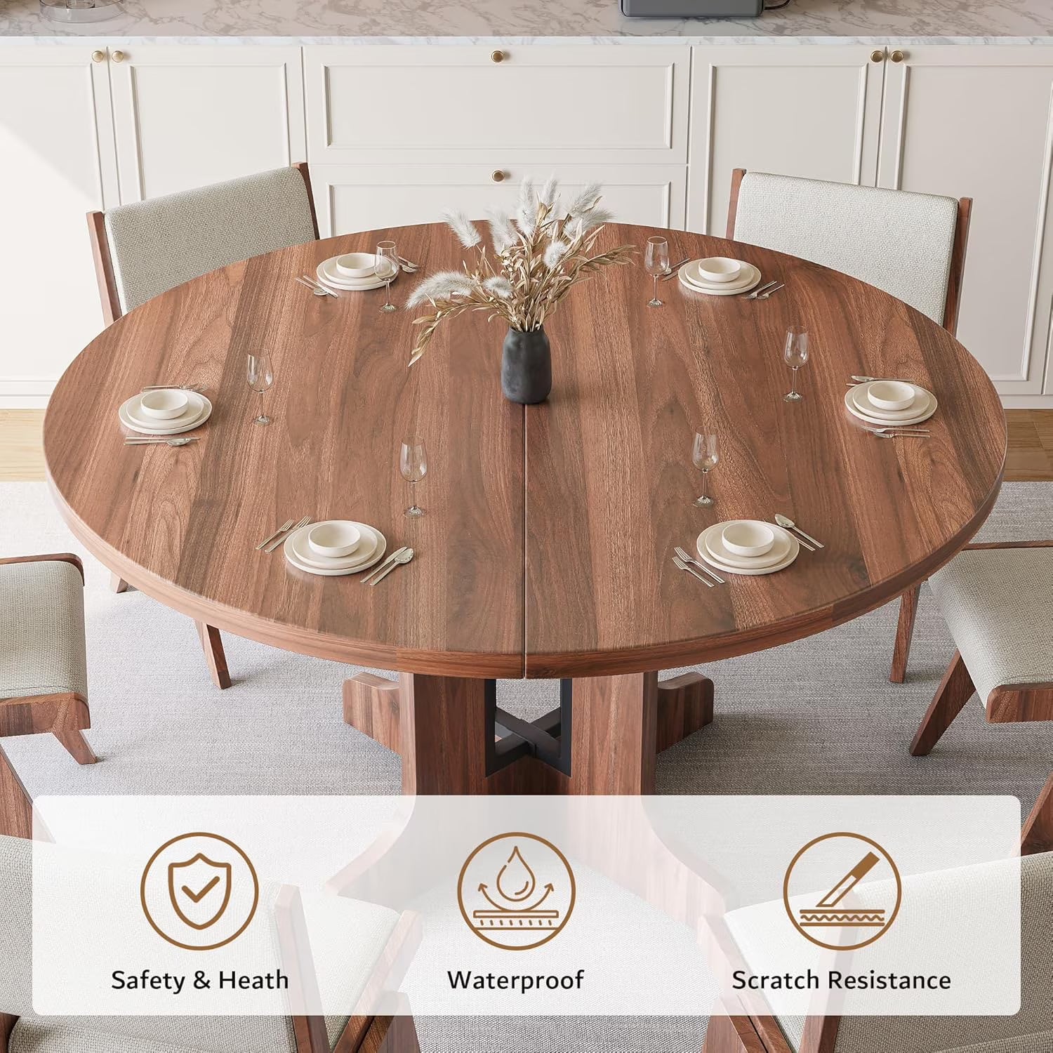 Extendable Black Dining Table – Seats 4 to 8, 43" Extends to 59"