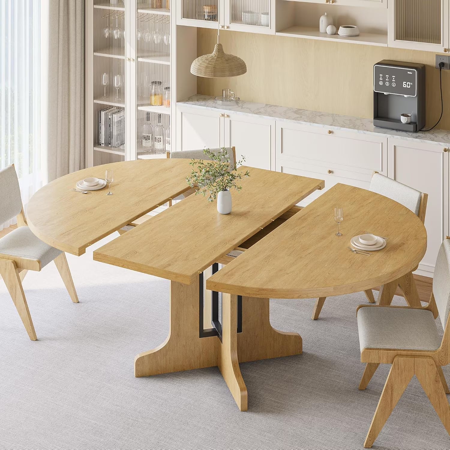 Extendable Black Dining Table – Seats 4 to 8, 43" Extends to 59"