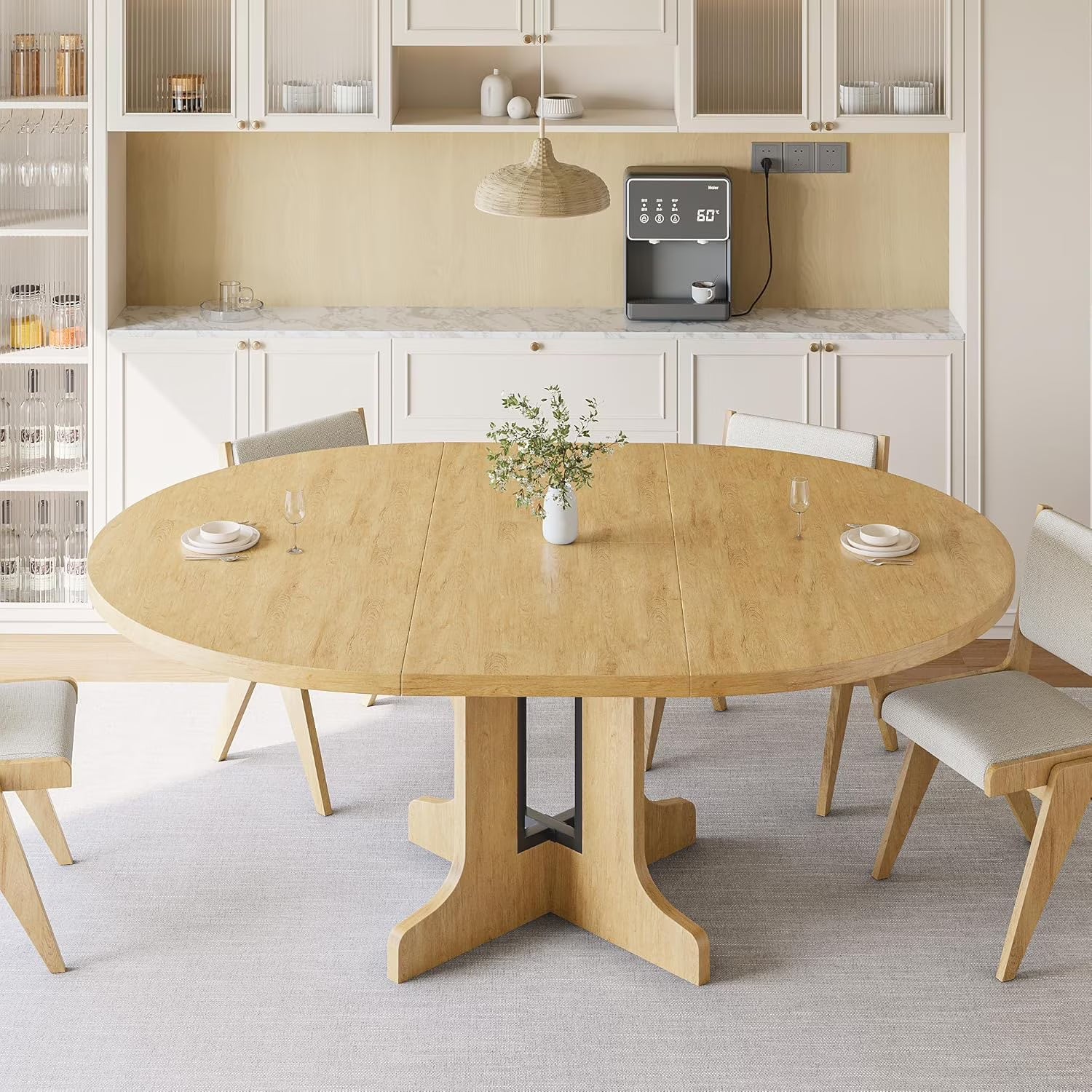 Extendable Black Dining Table – Seats 4 to 8, 43" Extends to 59"