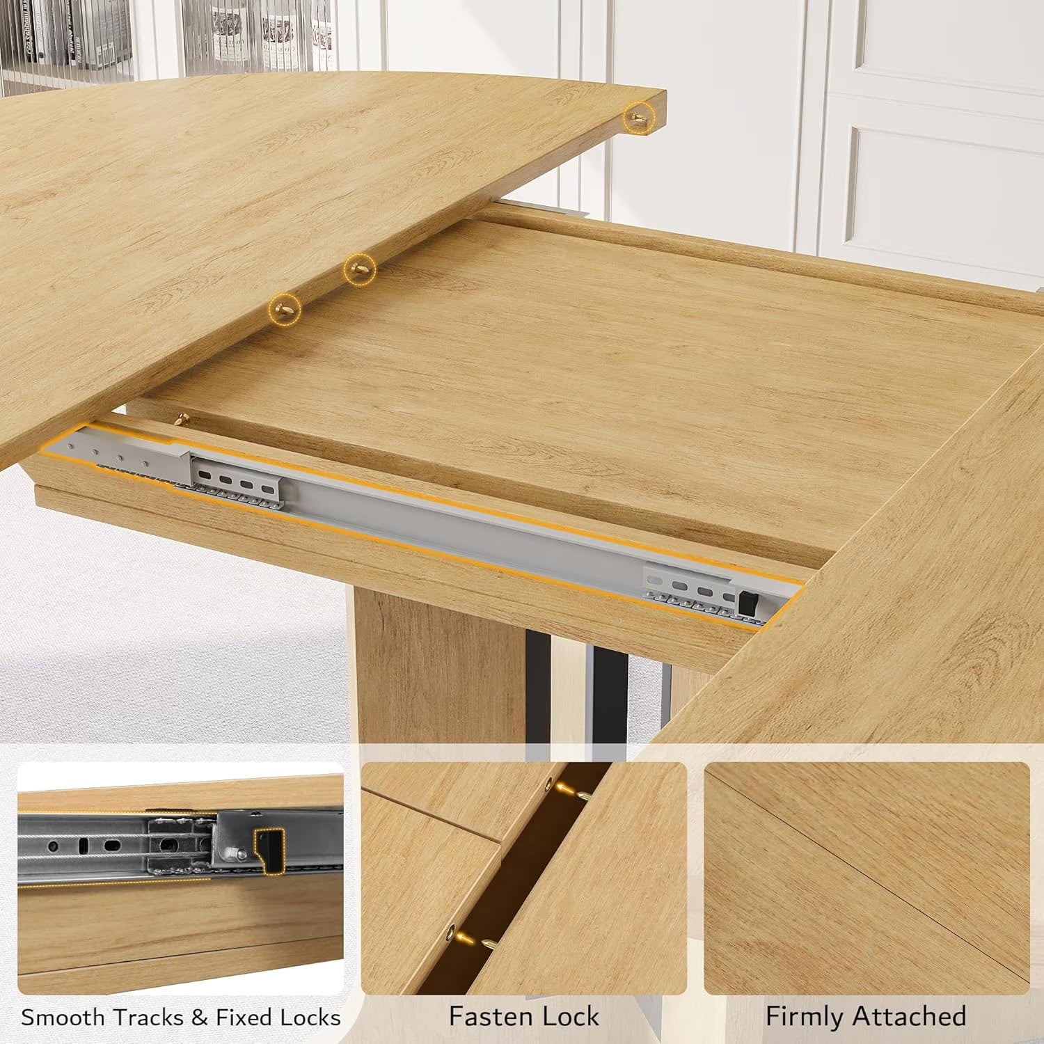 Extendable Black Dining Table – Seats 4 to 8, 43" Extends to 59"