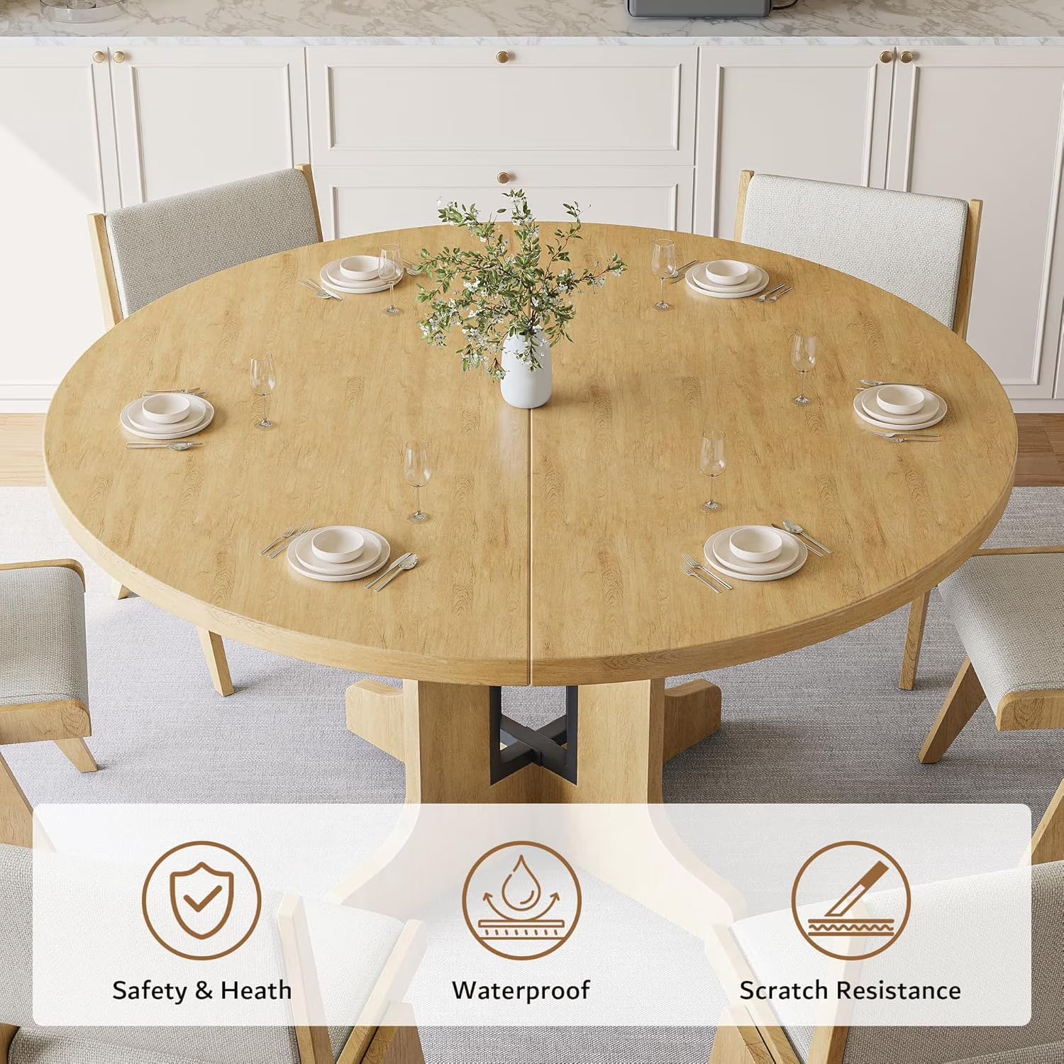 Extendable Black Dining Table – Seats 4 to 8, 43" Extends to 59"