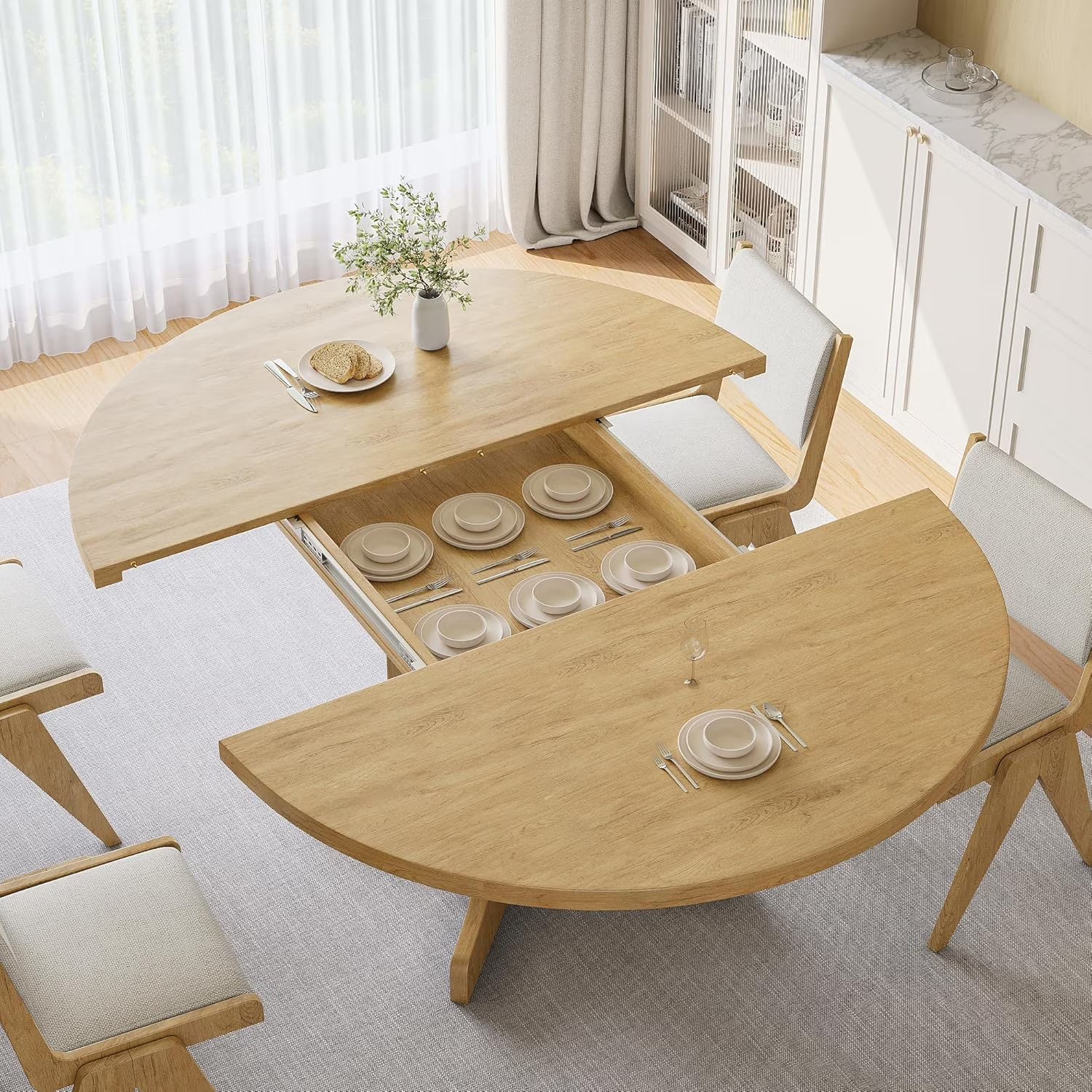 Extendable Black Dining Table – Seats 4 to 8, 43" Extends to 59"