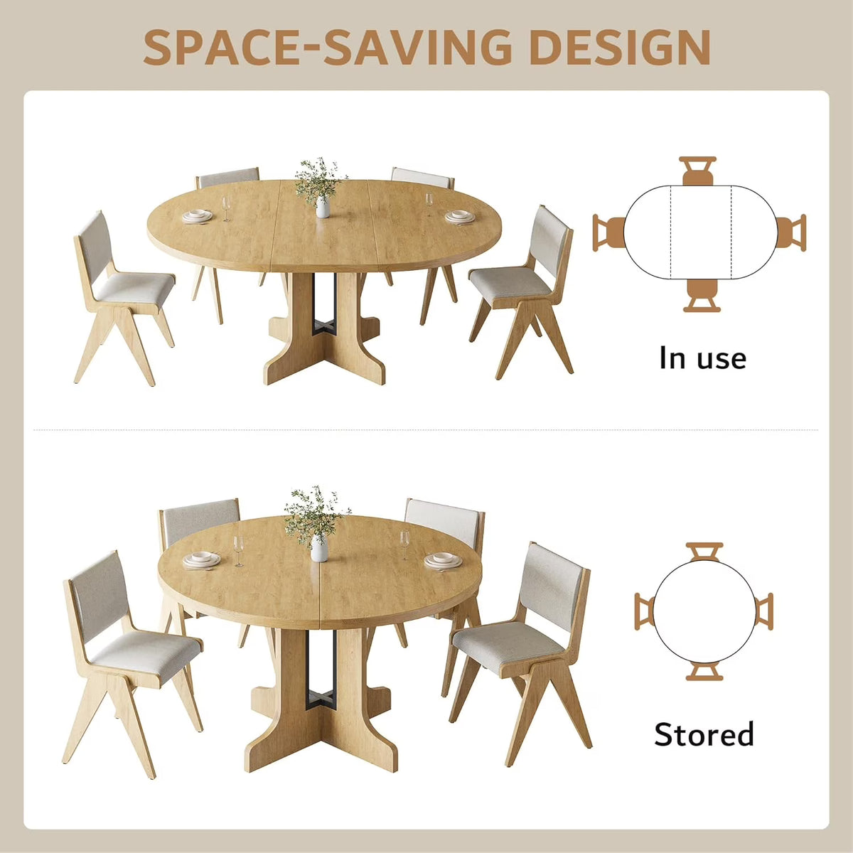 Extendable Black Dining Table – Seats 4 to 8, 43" Extends to 59"