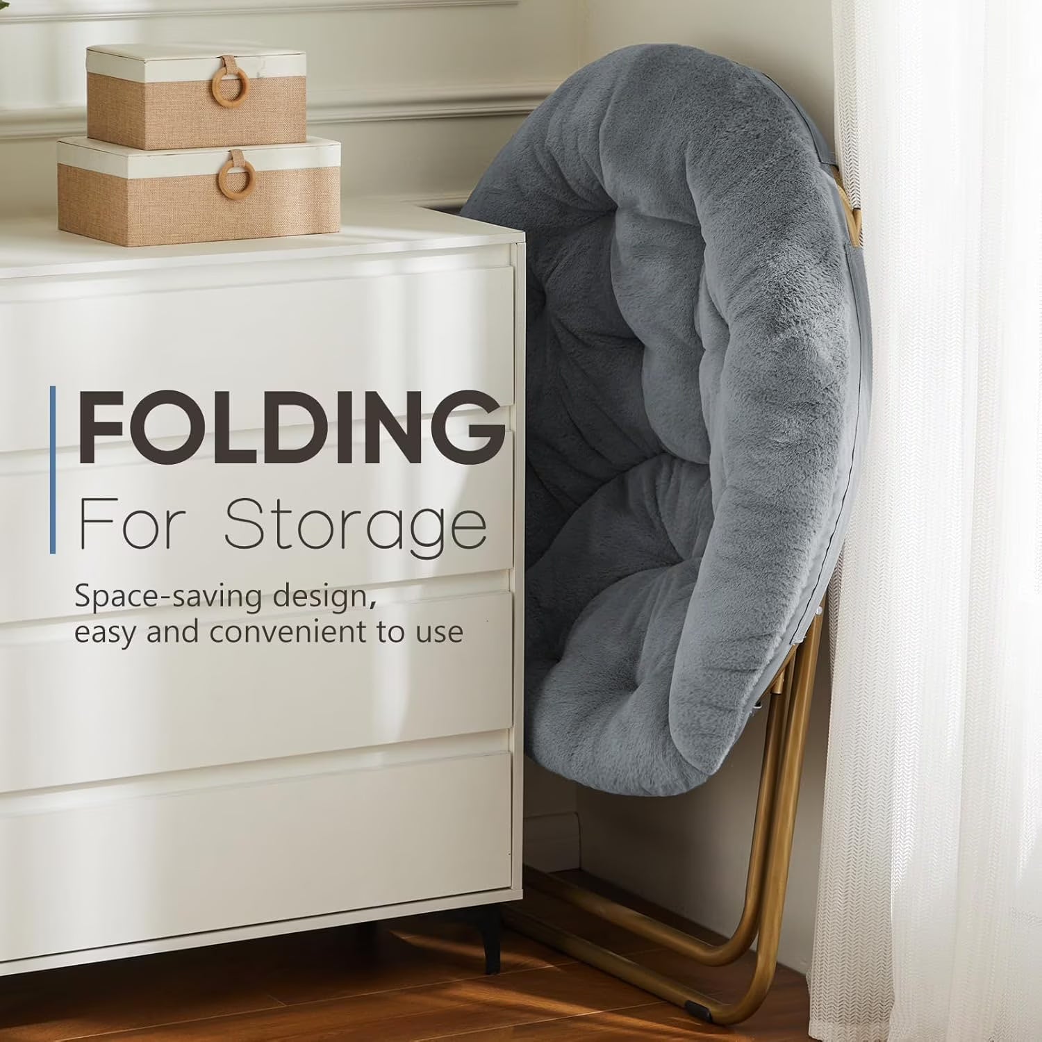 Fluffy Faux Fur Chair | Oversized Round Cozy Reading Chair for Bedroom