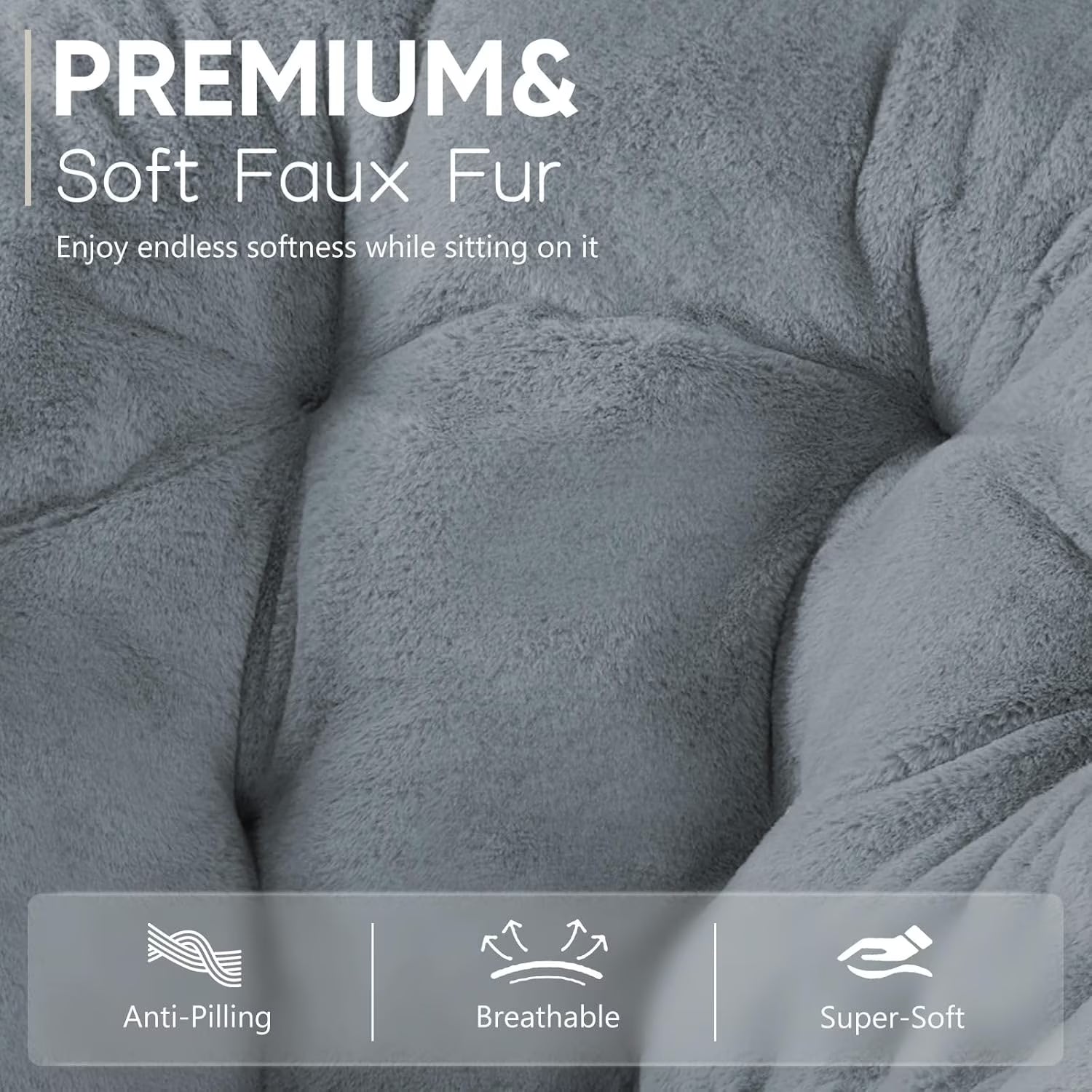 Fluffy Faux Fur Chair | Oversized Round Cozy Reading Chair for Bedroom