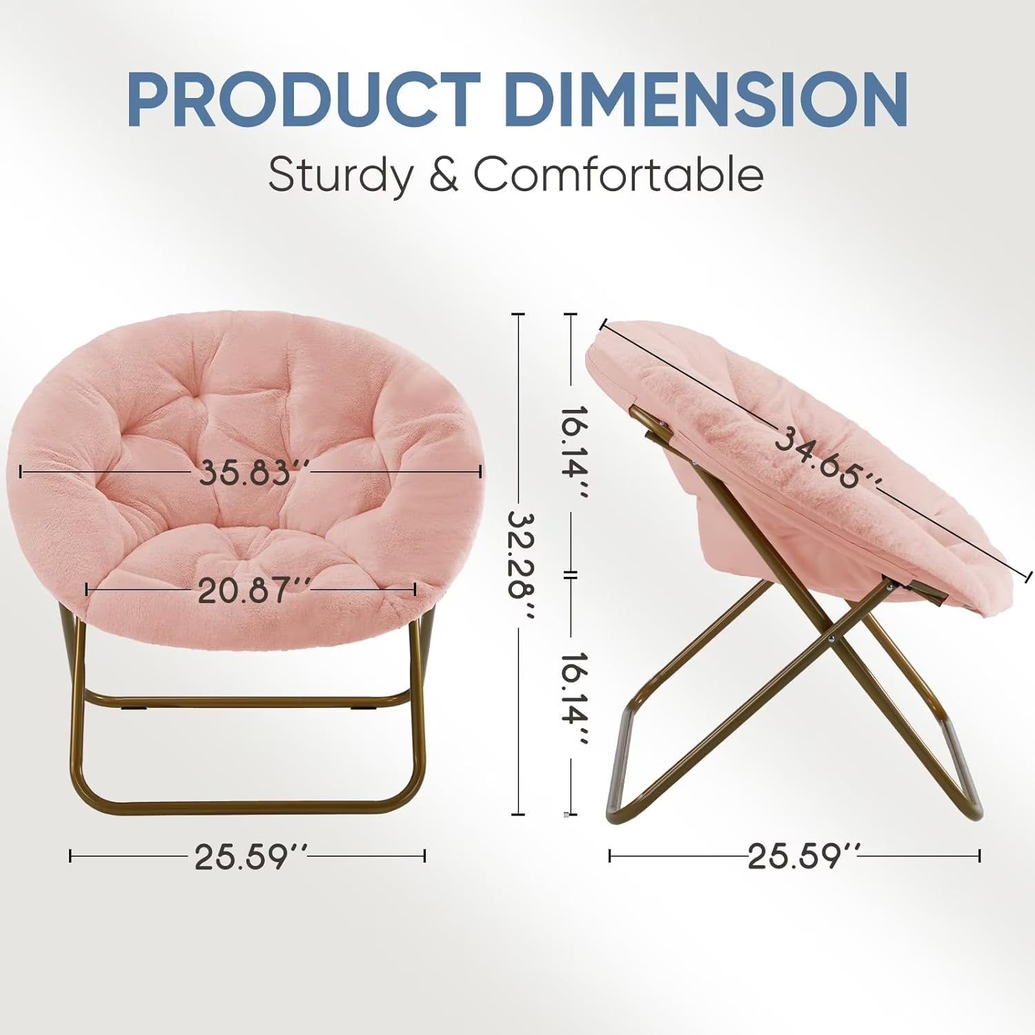 Fluffy Faux Fur Chair | Oversized Round Cozy Reading Chair for Bedroom