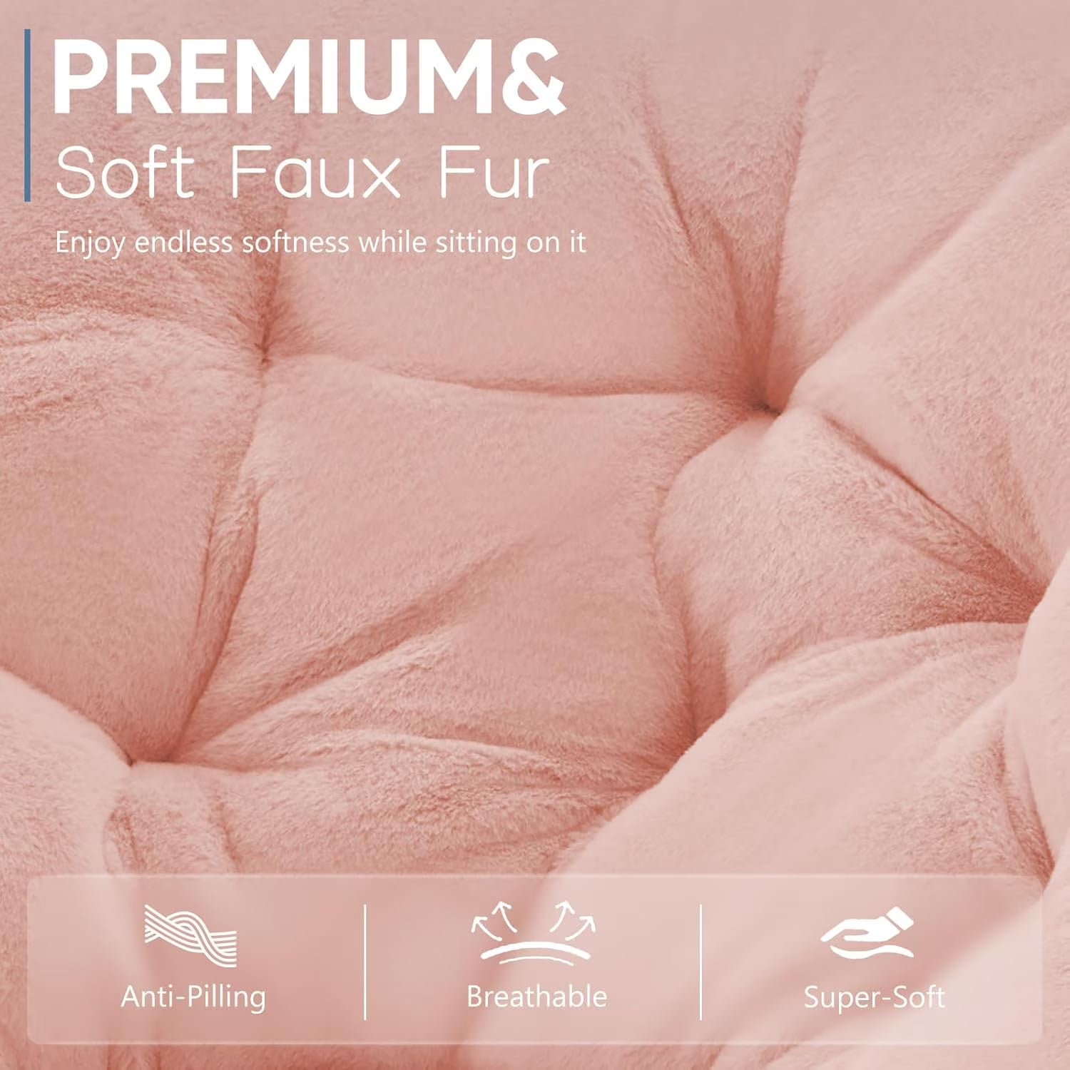 Fluffy Faux Fur Chair | Oversized Round Cozy Reading Chair for Bedroom