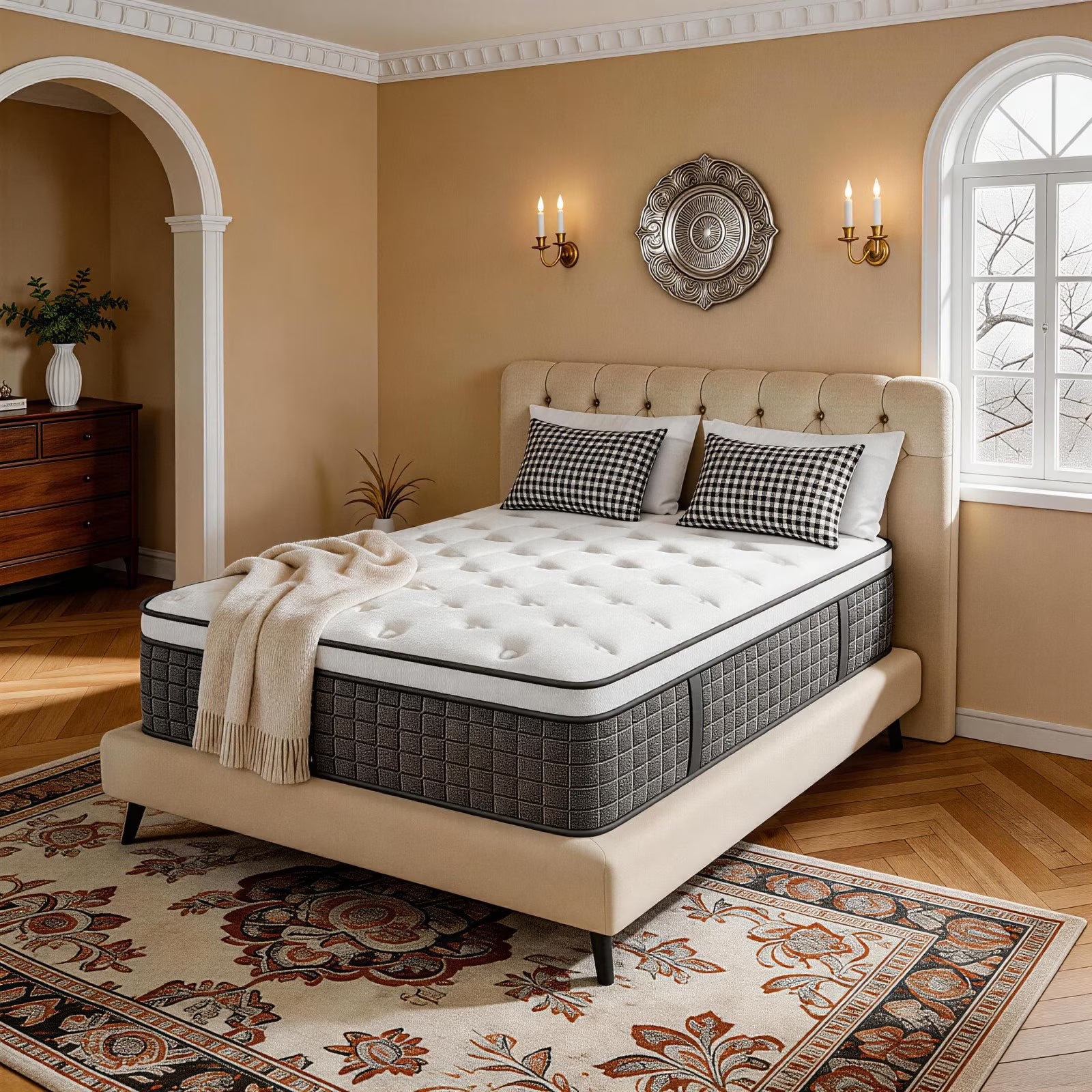 14 Inch Queen Hybrid Mattress – Gel Memory Foam & 744 Pocket Coils