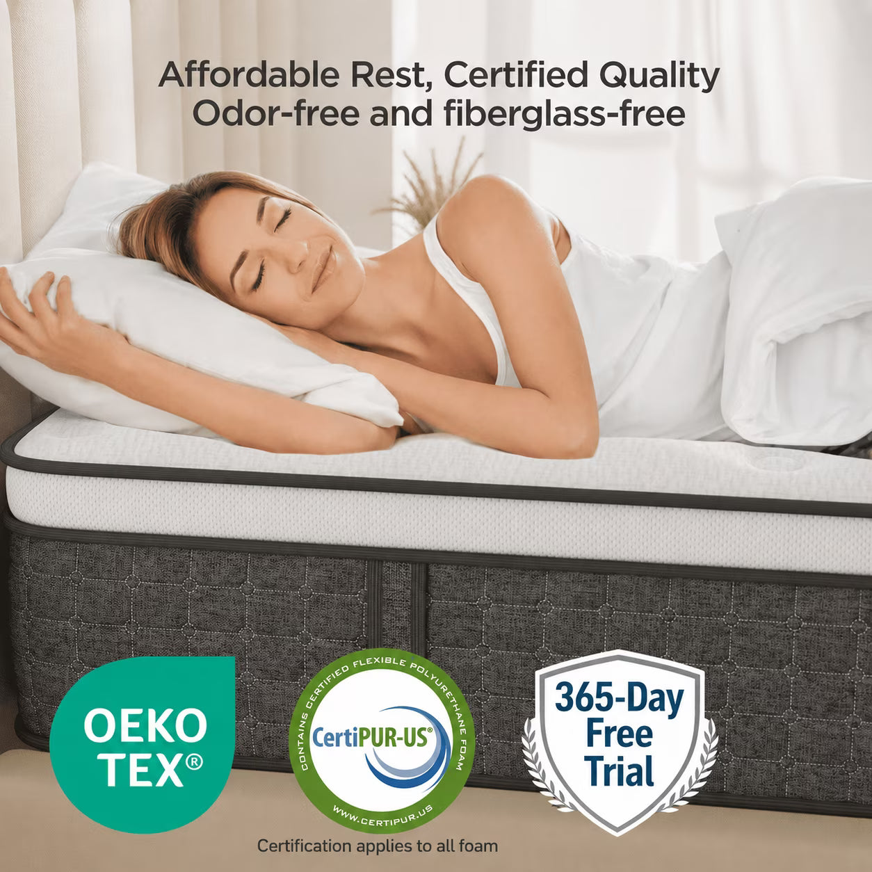 14 Inch Queen Hybrid Mattress – Gel Memory Foam & 744 Pocket Coils