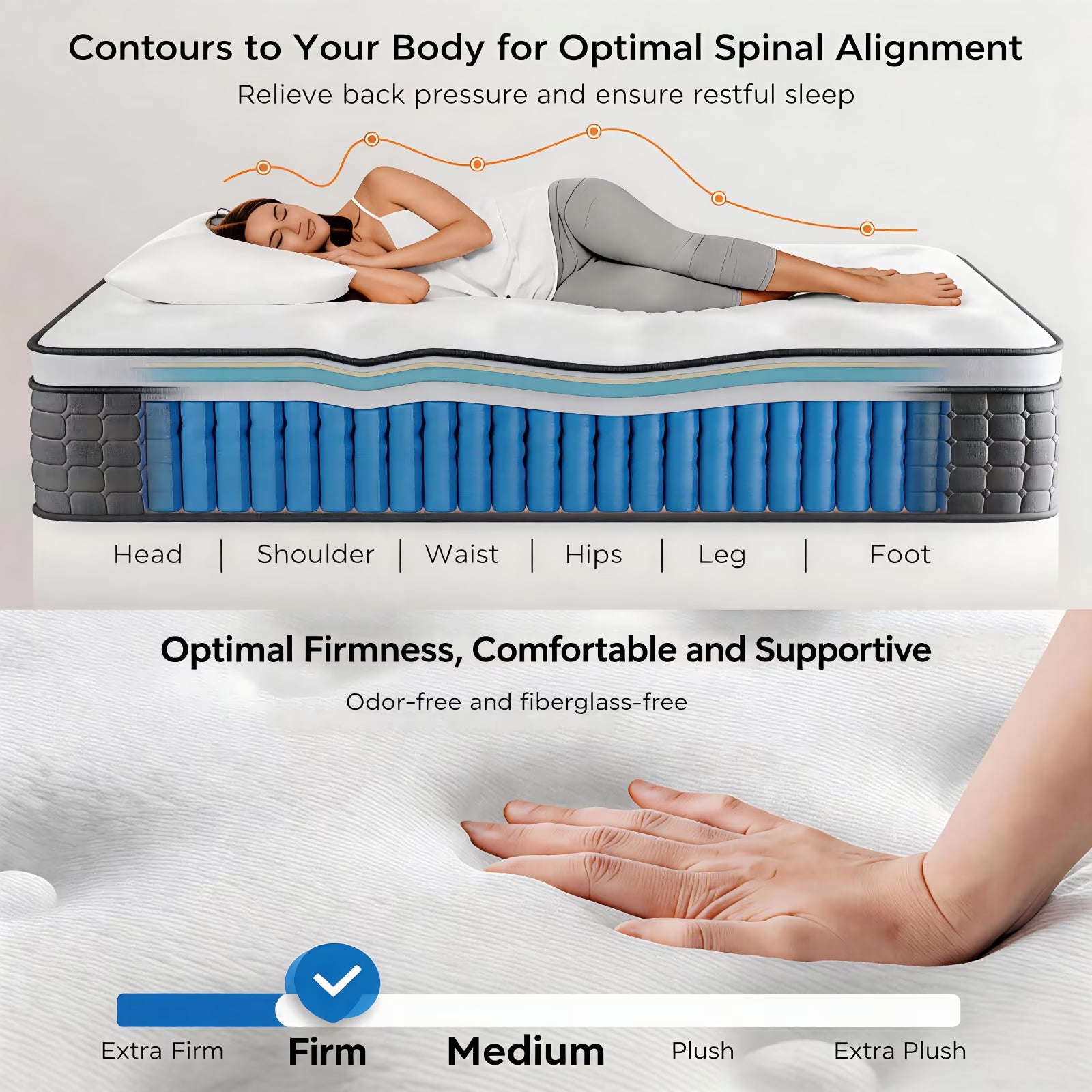 14 Inch Queen Hybrid Mattress – Gel Memory Foam & 744 Pocket Coils