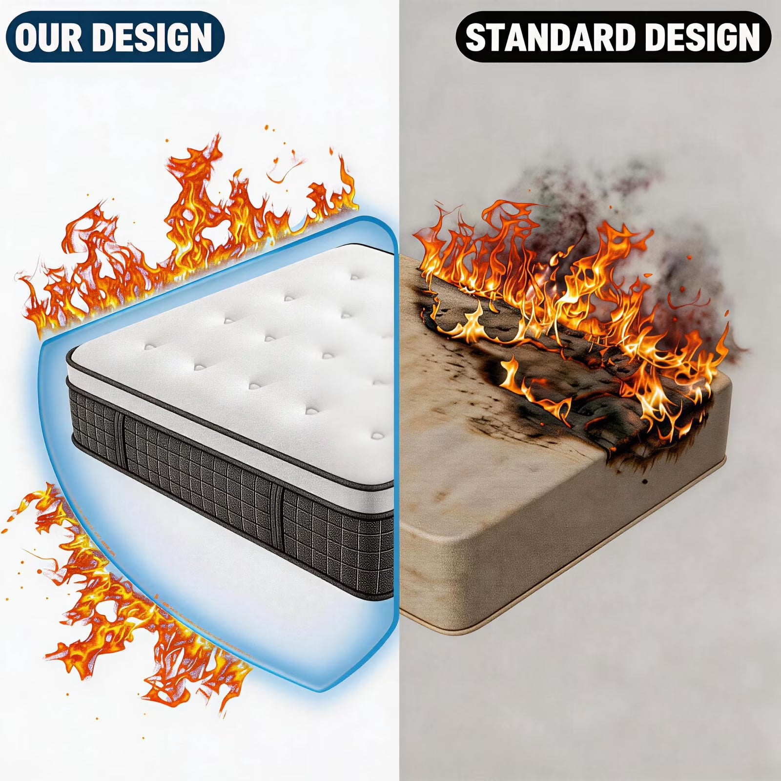 14 Inch Queen Hybrid Mattress – Gel Memory Foam & 744 Pocket Coils
