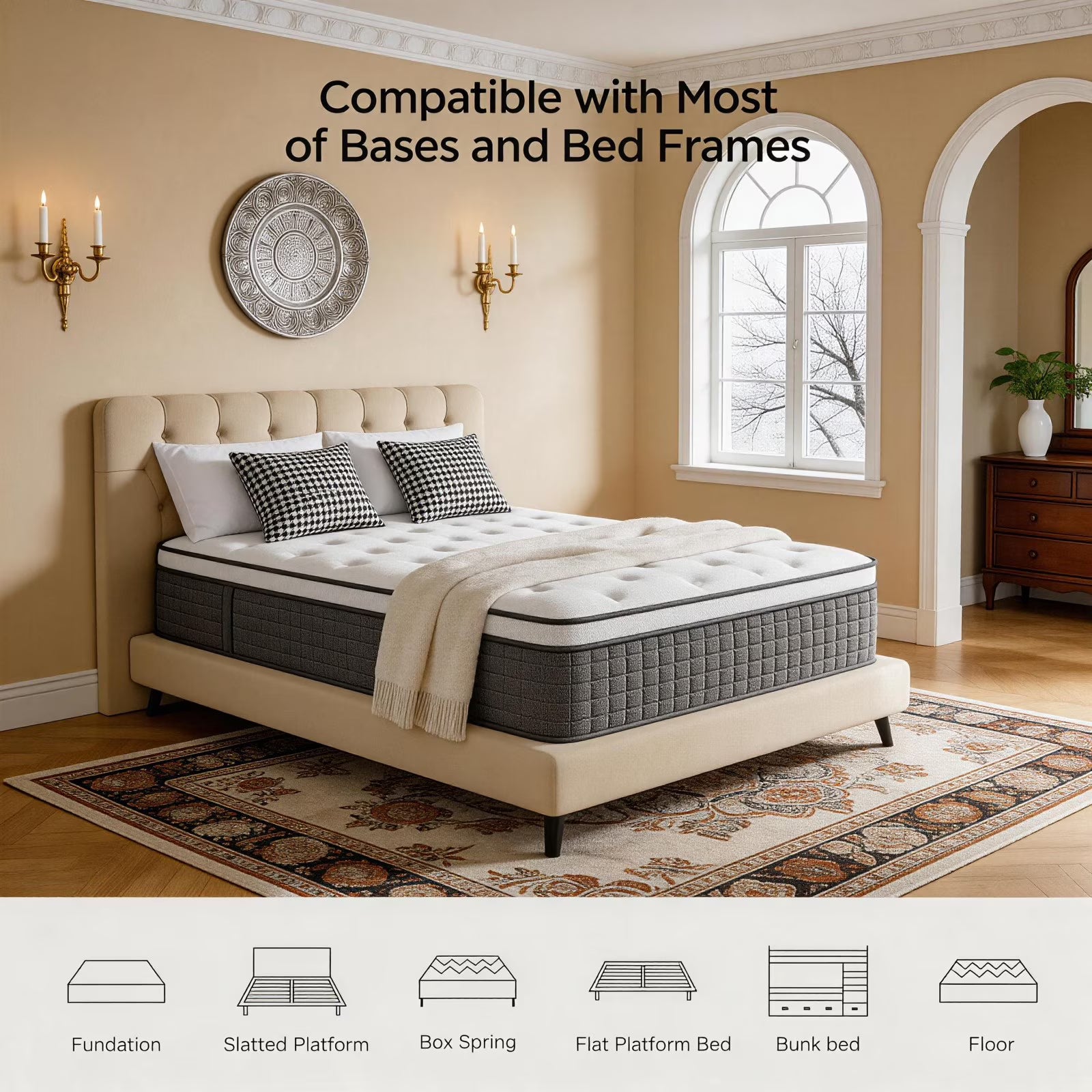 14 Inch Queen Hybrid Mattress – Gel Memory Foam & 744 Pocket Coils