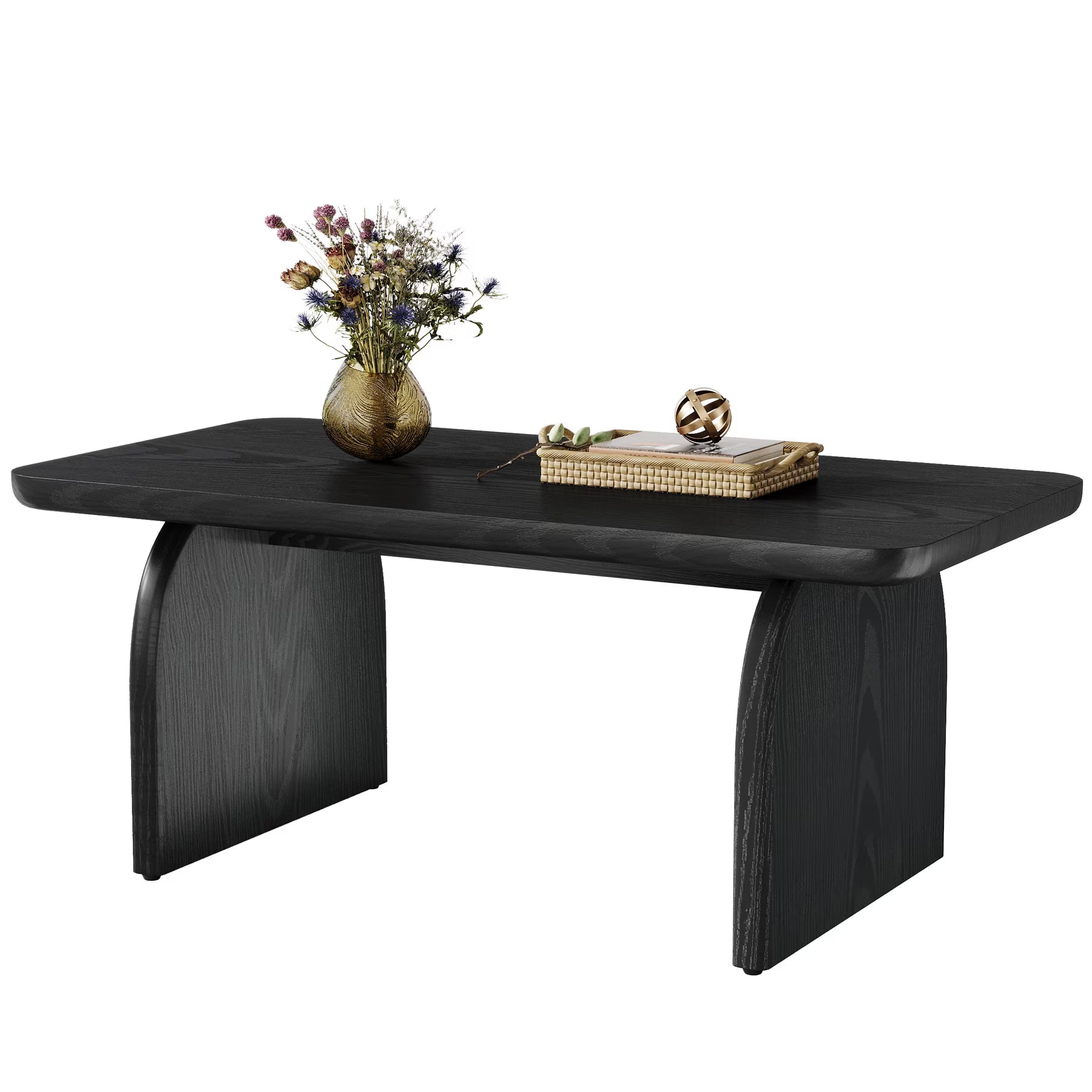 47 Inch Solid Wood Rustic Coffee Table – Rounded Corners, Waterproof Top