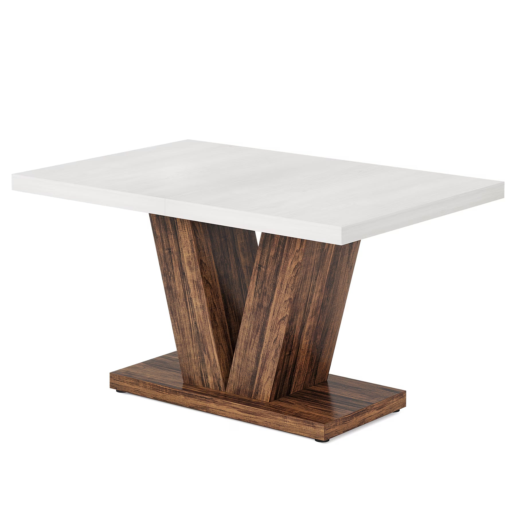 47 Inch Rustic Farmhouse Dining Table – Seats 4, V-Base