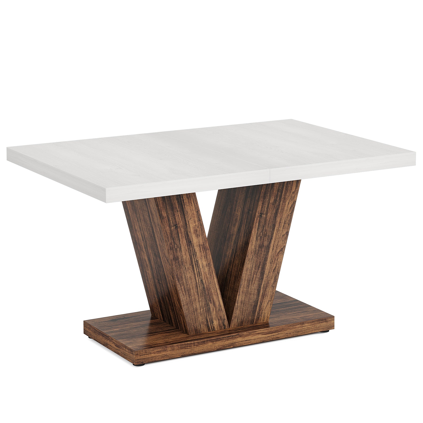 47 Inch Rustic Farmhouse Dining Table – Seats 4, V-Base