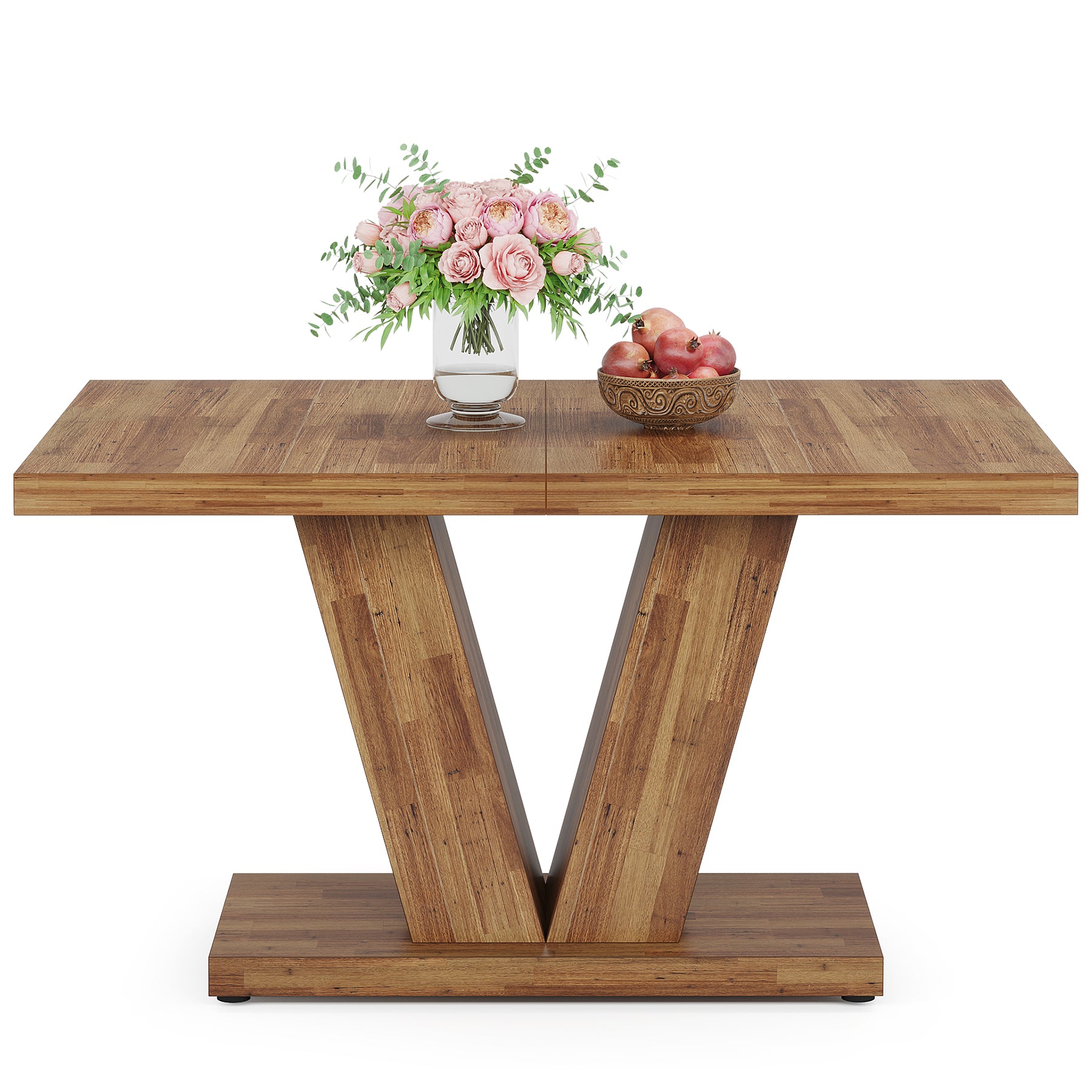47 Inch Rustic Farmhouse Dining Table – Seats 4, V-Base