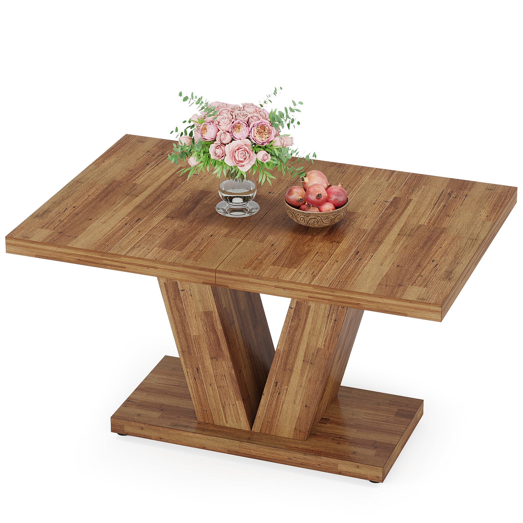 47 Inch Rustic Farmhouse Dining Table – Seats 4, V-Base
