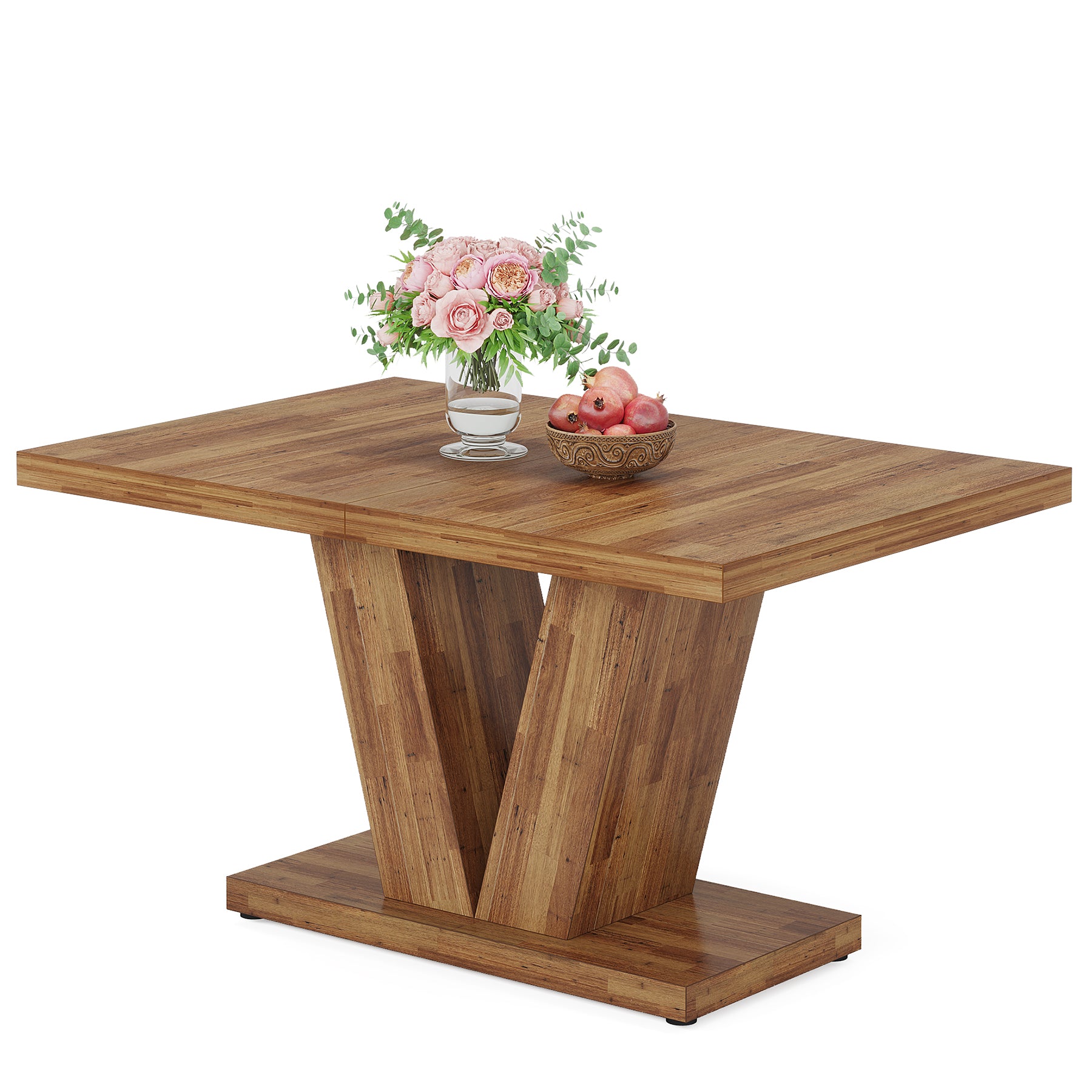 47 Inch Rustic Farmhouse Dining Table – Seats 4, V-Base